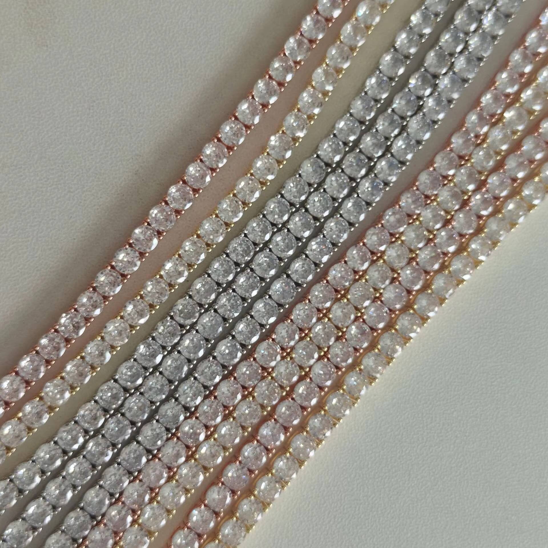 Moissanite Tennis Chain 925 Sterling Silver Pass Diamond Tester 20mm65mm VVS Moissanite Chain