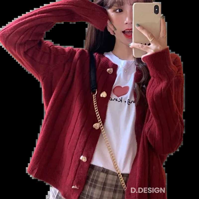 Fashion Sweet Buttons Knitted Cardigan Casual Loose Short Sweaters Korean Style Office Casual Pit Striped Women Sweater CardiganT251101