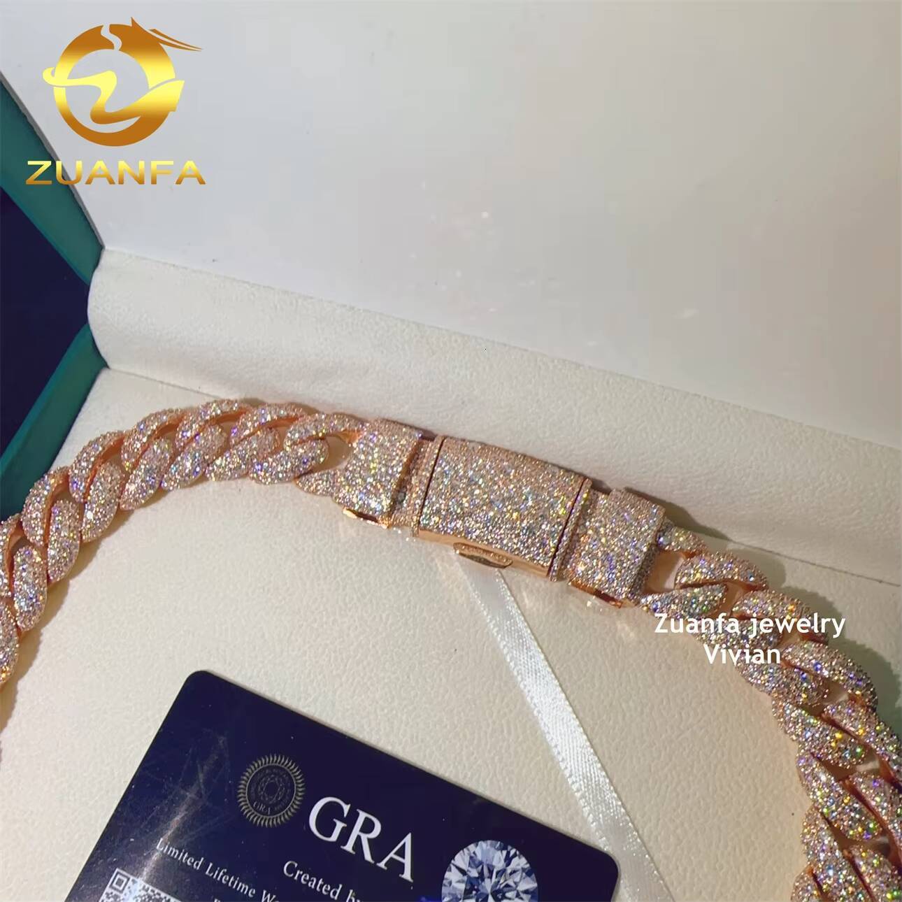 18MMCuban Link Moissanite Iced Out Necklace Lab Grown Diamond Necklace Sterling Silver 925 VVS Moissanite Hip Hop Cuban Chain