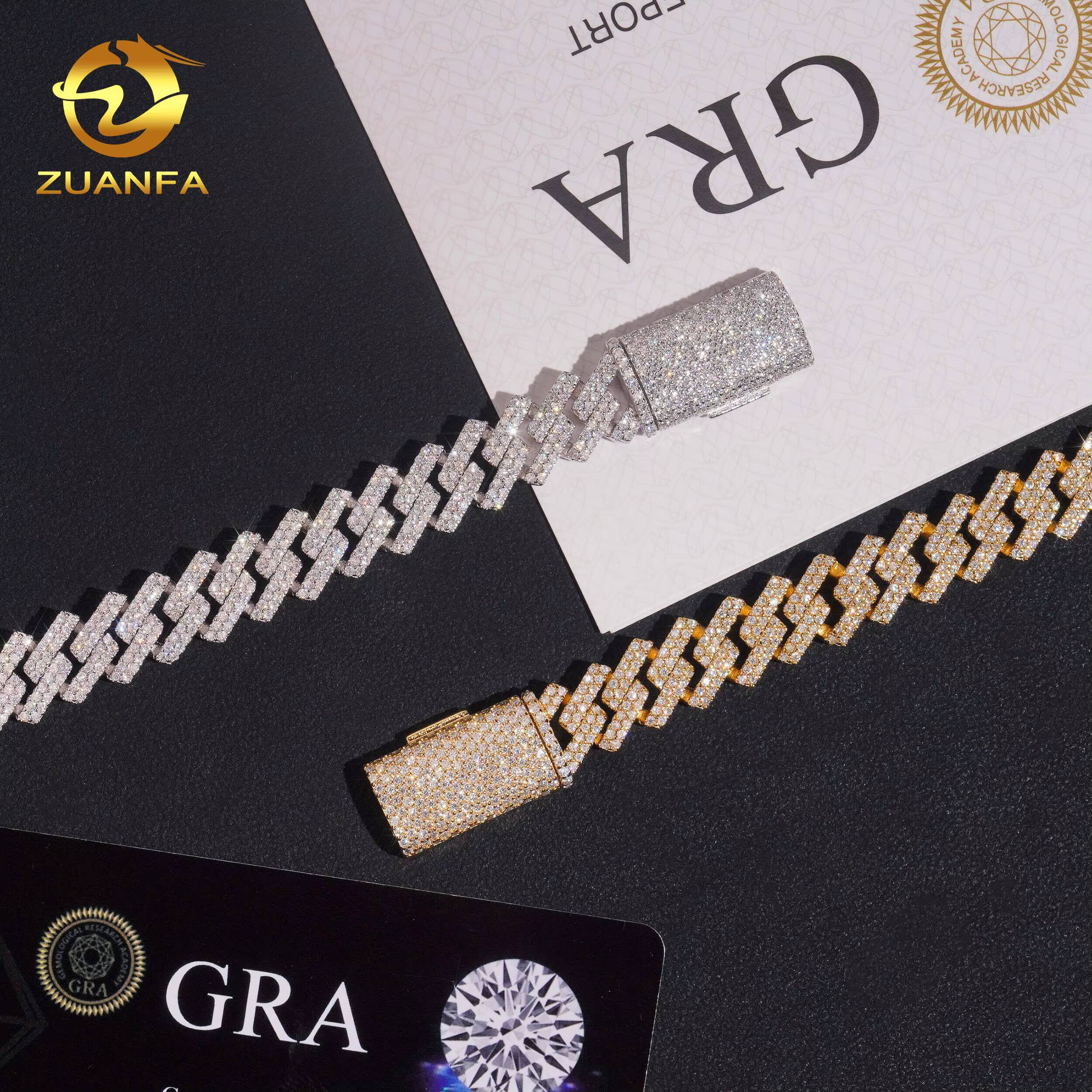 Ready to Ship 10mm Link Chain S925 Silver VVS Moissanite Pass Diamond Test Hip Hop Fine Jewelry Iced Out Cuban Chain Necklace