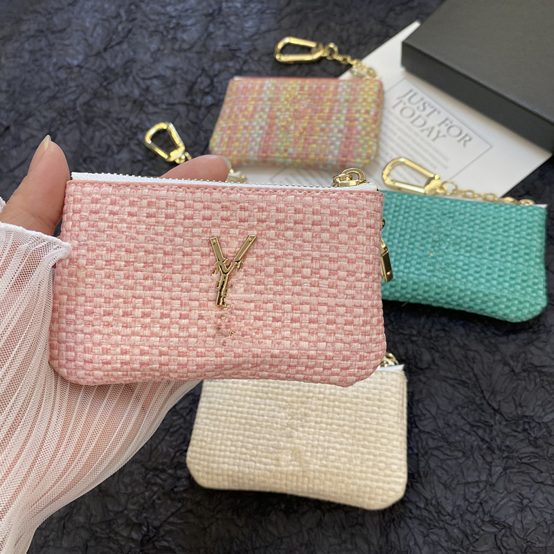 Luxury Designer keychain Fashion Womens Mini Wallet High Quality bag charm Weaving Texture Zero Coin Purse Color Wallets Holder gift