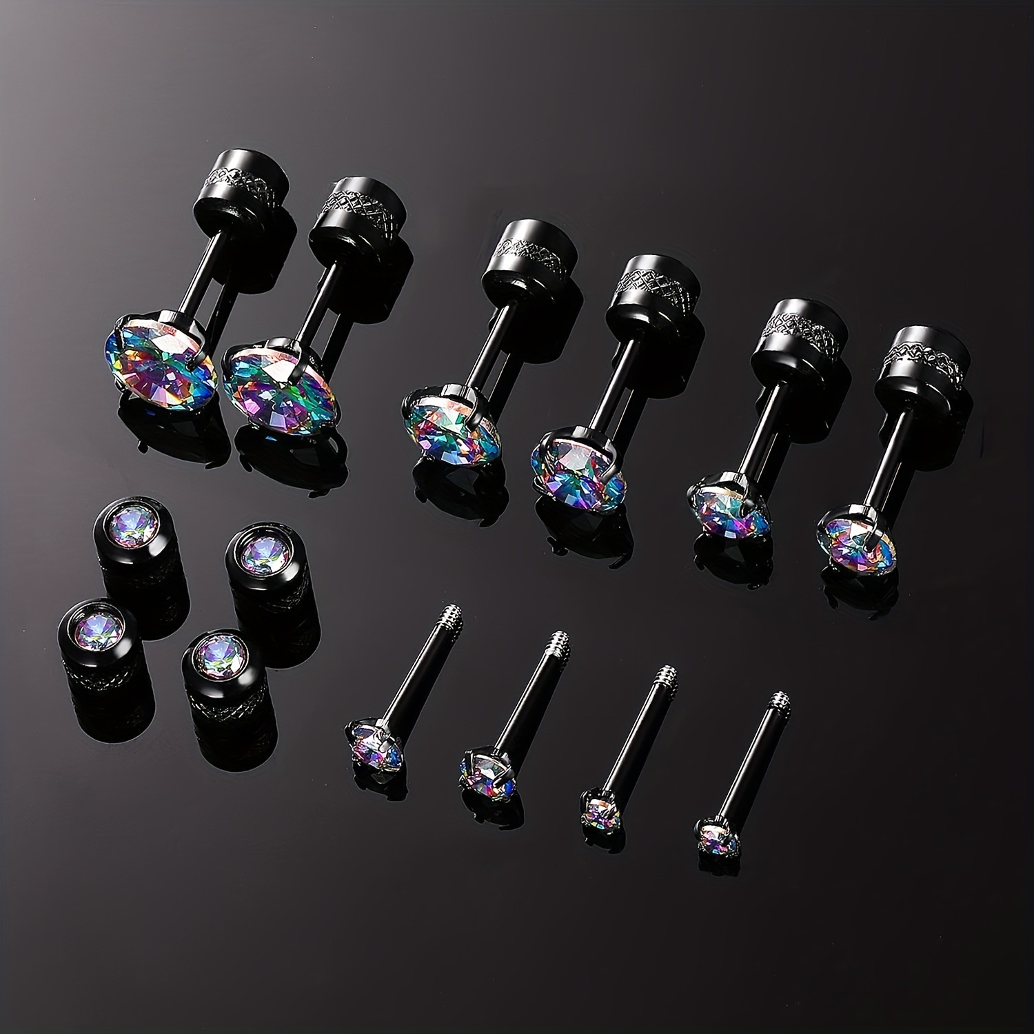 316L Stainless Steel Zircon Diamond Stud Earrings Men Women Not Fade Ear Jewelry Hypoallergenic Tiny CZ Zirconia Screw Back Earring Cartilage Tragus P