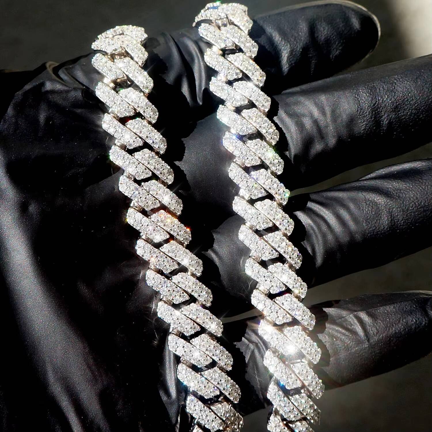 VVS Moissanite Brilliant Cut Diamond Cuban Chain High Quality 14k Gold Diamond Stainless Steel Fine Jewelry Chain for Men