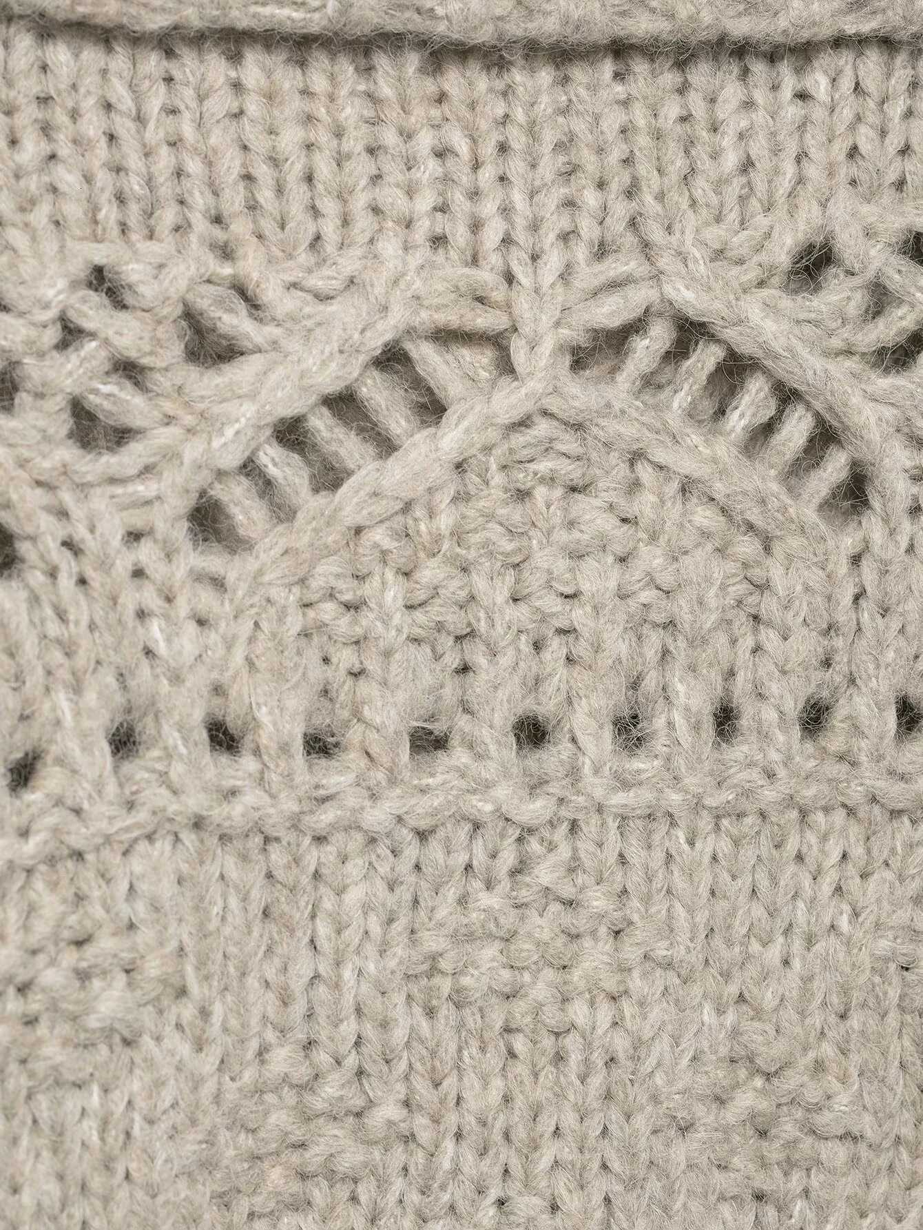 European and American style autumn and winter new womens clothing design sense coarse needle hollow knitting cardigan jacketT251101