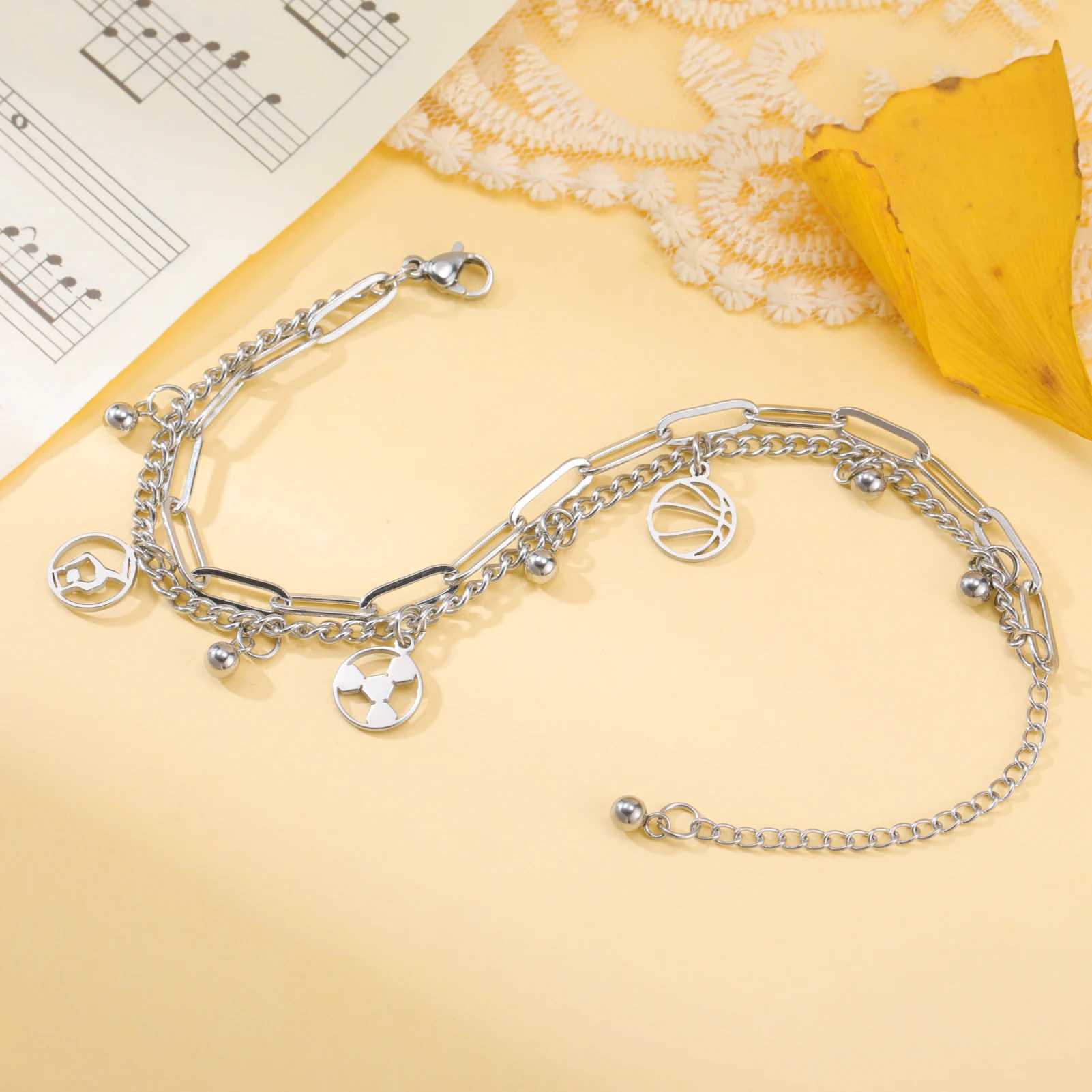 Cazador Stainless Steel Sports Basketball Football Yoga Charm Womens Bracelet Fashion Bracelet Jewelry Wholesale 2025 New Y250329