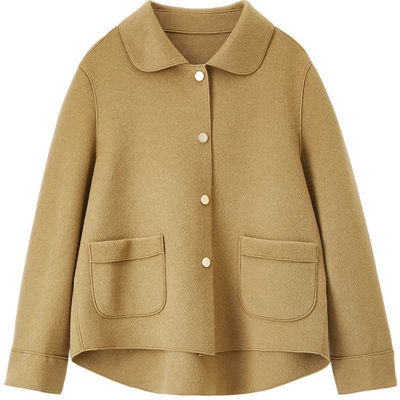 SENTUBILA Women 100 Wool Coat 2025 Office Lady Elegant Fashion Warm Solid Vintage Turndown Collar Pocket Short Coats W24O43399T251101