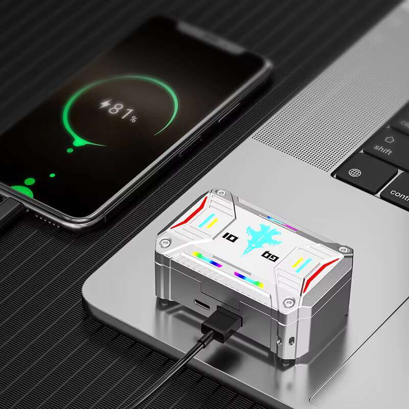 GQ01 BT In-Ear Headset with AI Touch Control Cool Mech Design Long-Life Noise Cancellation LED Digital Power Display