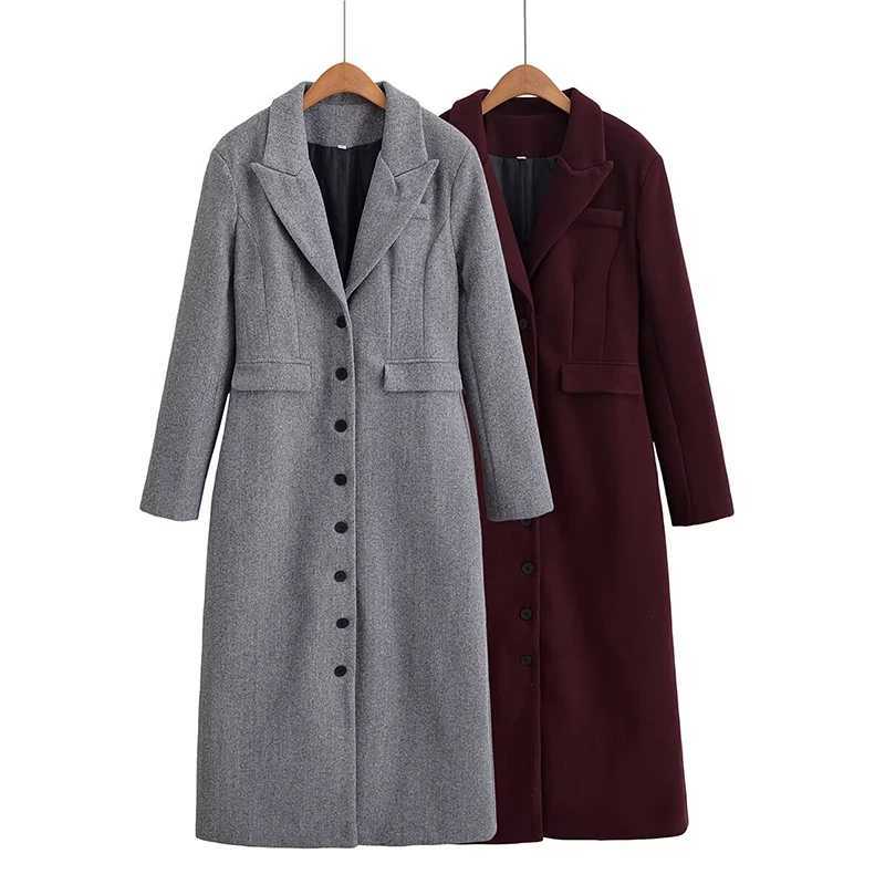 YENKYE Fashion Women Single Breasted Elegant Long Woolen Coat Lapel Collar High Street Autumn Winter Warm OuterwearT251101