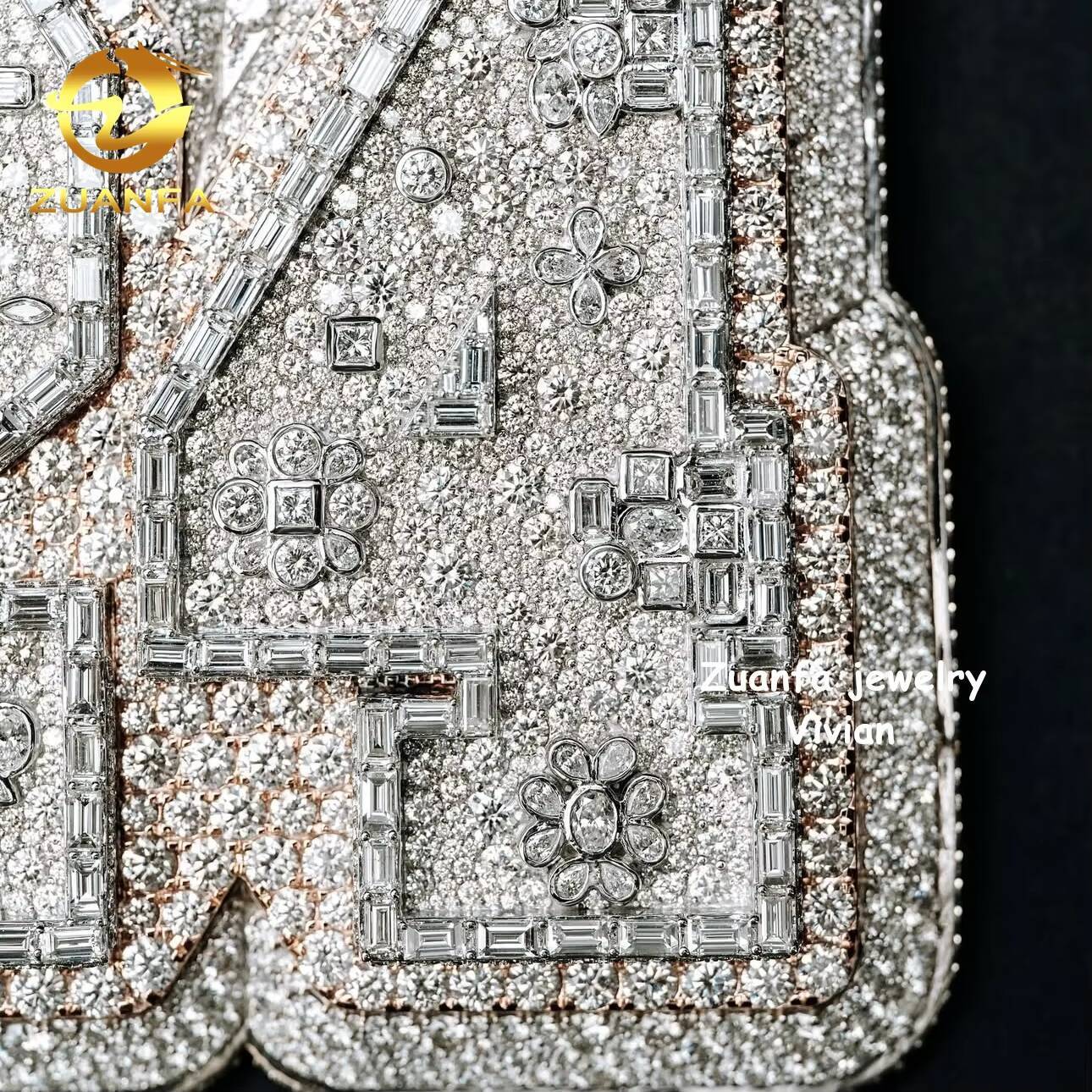 3inches Custom Iced Out Sterling Silver 925 VVS Moissanite Diamond Hip Hop Chain Pendant