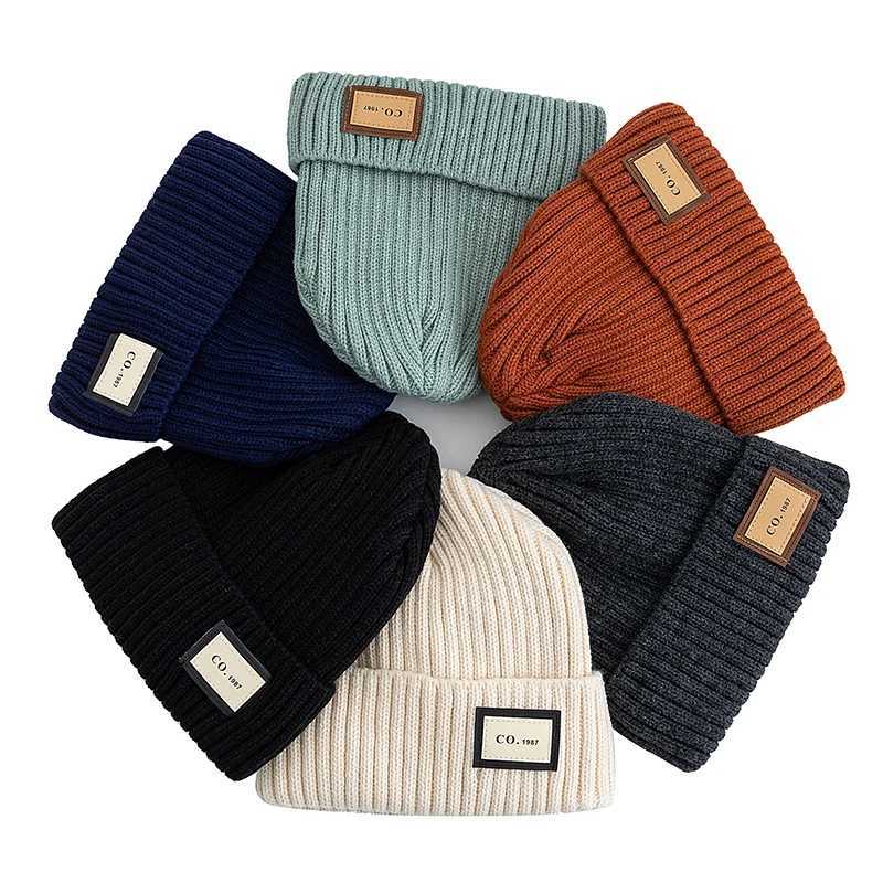 Winter Unisex Warm Winter Hat Plush Fur Lining Warm Cap 1987 Letter Beanie Hat for Men Women Outdoor Ski Sports Knitted HatXJ251101