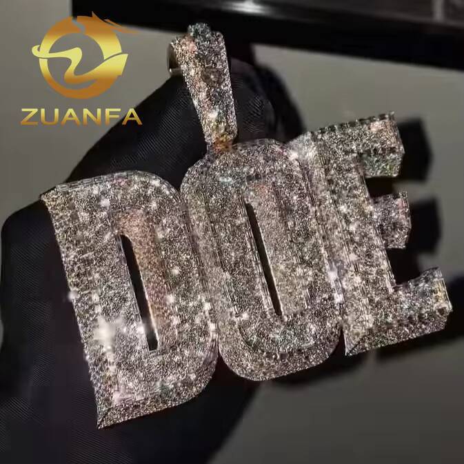 3D Custom Letter Pendant Hip Hop Jewelry Moissanite Iced Out Pendant 925 Silver Moissanite Pendant Men Rapper Jewelry