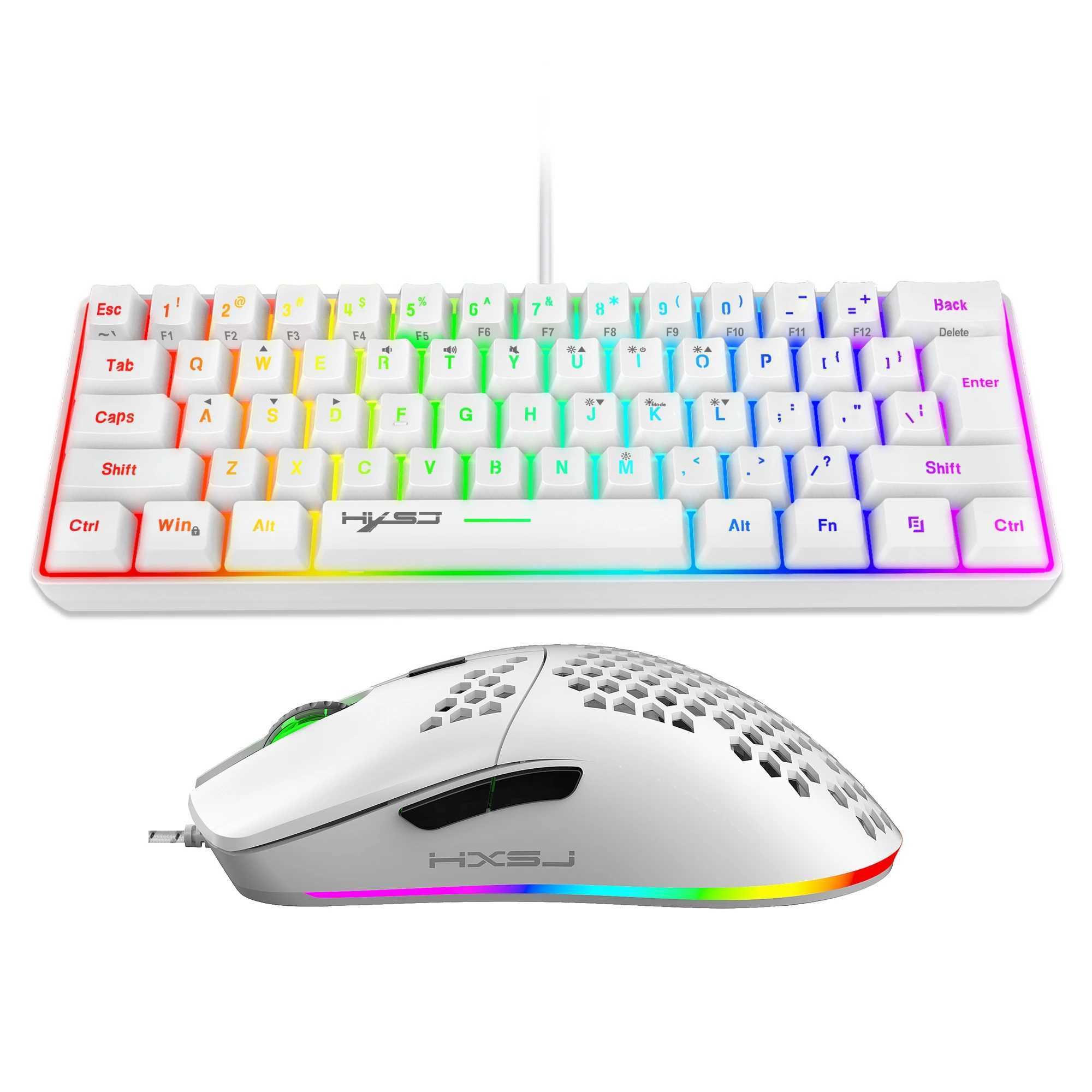 Keyboard Mouse Combos Hot selling HXSJ 61 key V700 RGB illuminated mechanical keyboard and mouse combination game set z250401