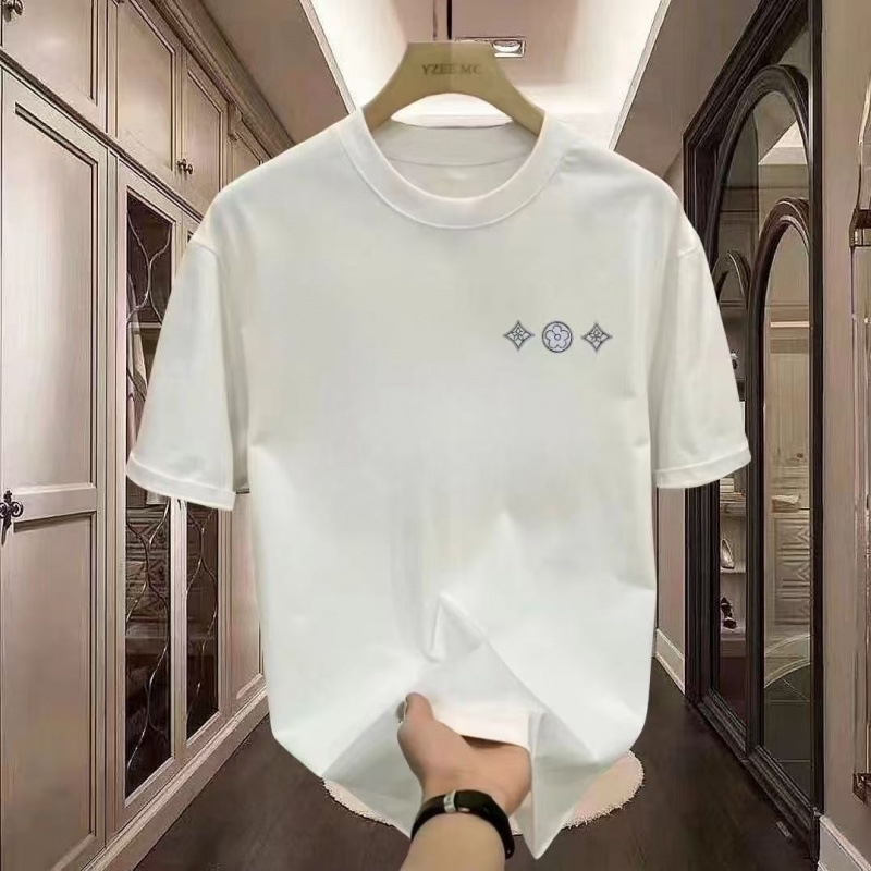 New cotton fashion pattern printed short sleeve T-shirt men handsome new summer trend slim-fit fashion short sleeve large size