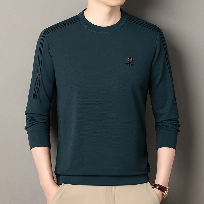 Middle-aged Men's Spring And Autumn New Heavyweight Crew Neck Long Sleeve T-shirt Loose Casual Base Shirt Designer T-shirt Dropshipping Dad'