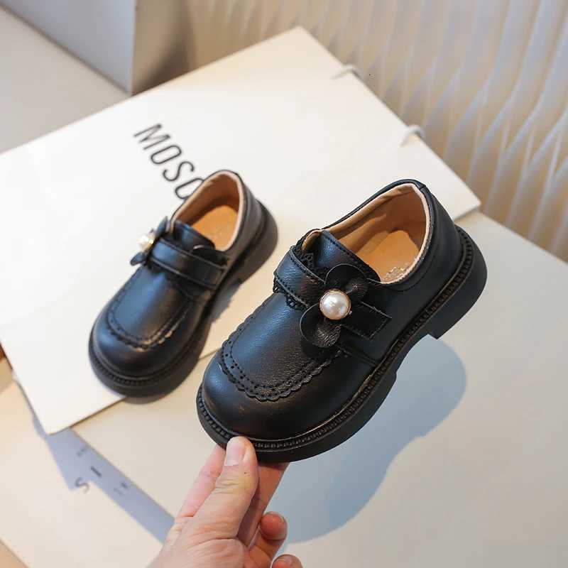 Girl Leather Shoes for School Party Wedding Kids Black Loafers Slipon Children Flats Shoes Sweet Fashion Chic Bow British StyleT251101