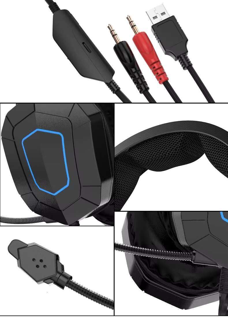 2020 Shenzhen Factory Newest Arrival Cool Comfortable Wearing USB Gaming Headphone With LED Light for Computer