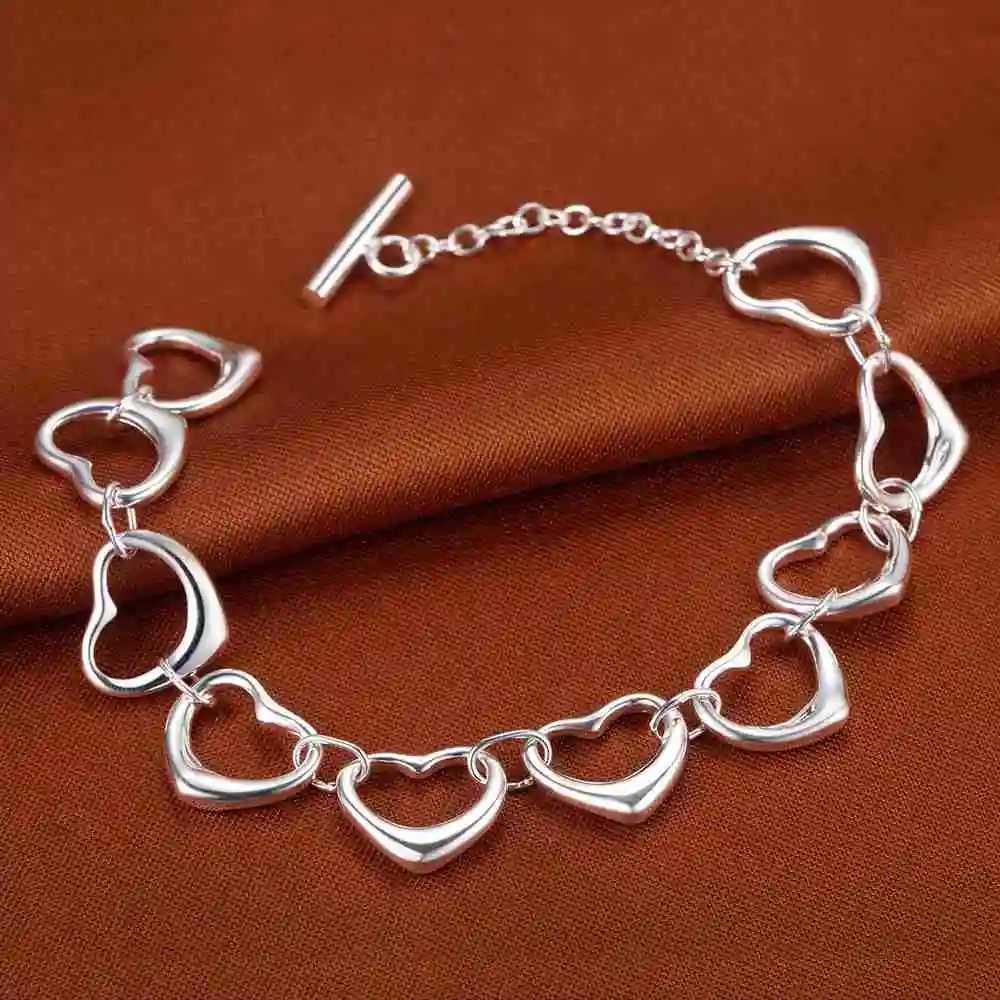 925 sterling silver bracelet heart-shaped high-quality romantic chain mens fashion engagement party wedding jewelry gift Y250329