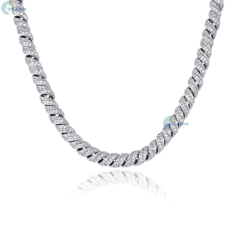 Iced Out Moissanite Rope Chain Twisted Bling Necklace for Men VVS Sparkle Hip Hop Chain