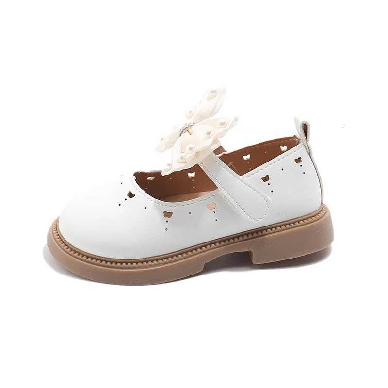 Little Girls Party Dress Shoes for Wedding Princess Sweet Kids Mary Janes Flats Cutouts with Bowknot Rhinestone Leather ShoesT251101