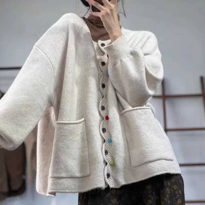 New Winter Autumn Cardigan Women Sweaters Buttons Jacket Knitting Fashion Oversize Casual Loose Cardigan Jumpers Thick WarmT251101