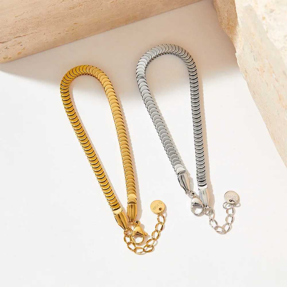 New Hip Hop 316L Stainless Steel Double Dragon Bone Fish Scale Chain Bracelet for Men Punk Solid Metal Kpop Charm Gift Y250329