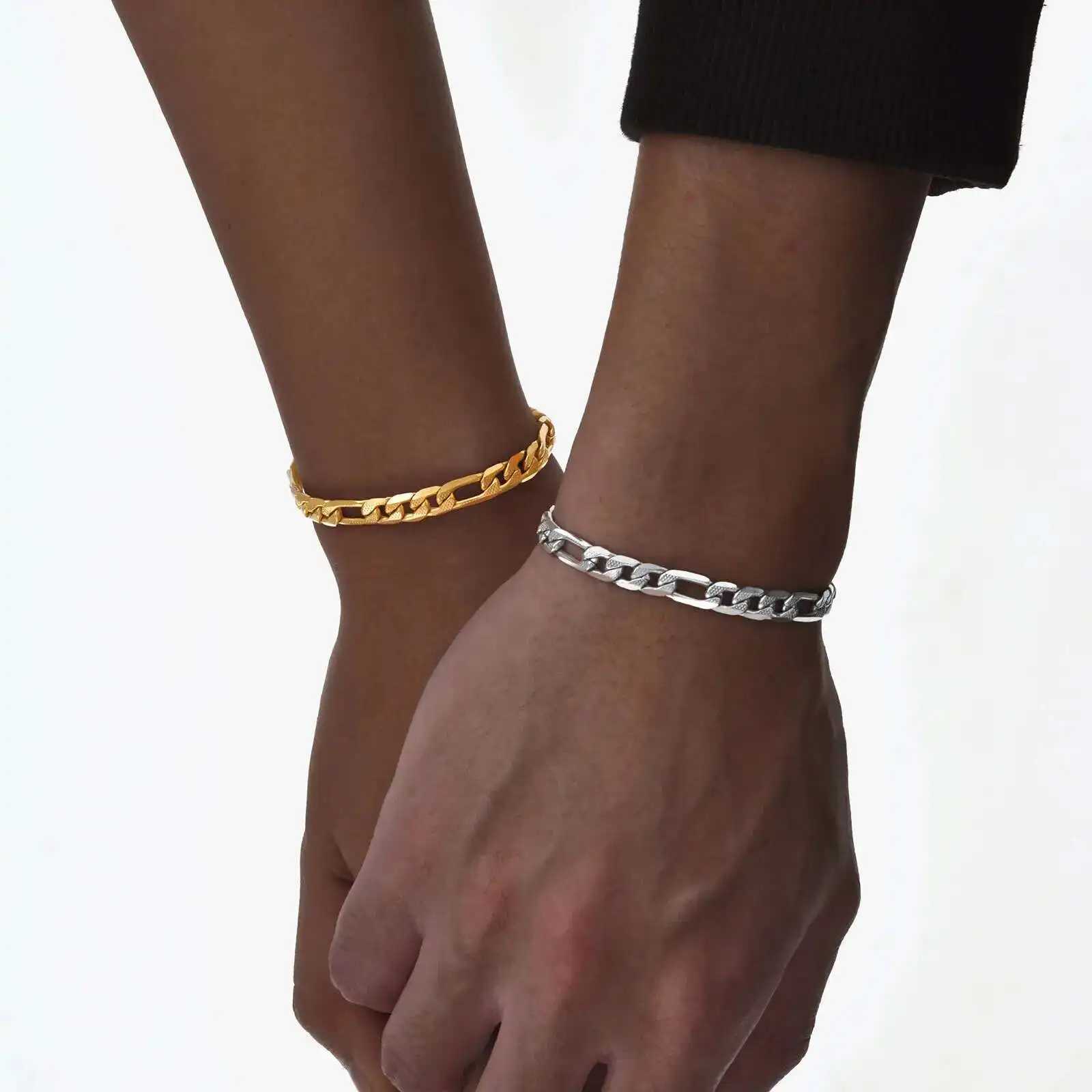 Prjewel stainless steel chain bracelet suitable for women and men K adjustable gold Sier color simple bracelet for couples fashionable handmade jewelr