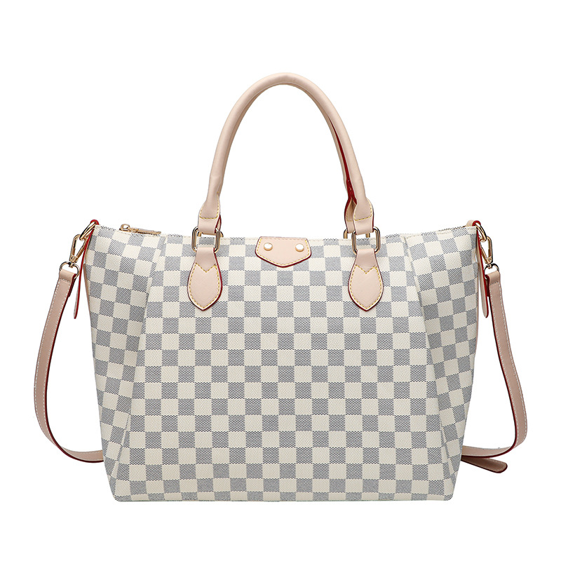 2025 New Women's Bag Retro Large Capacity Handbag Fashion Casual Chessboard Pattern Diagonal Cross Bag Simple Portable