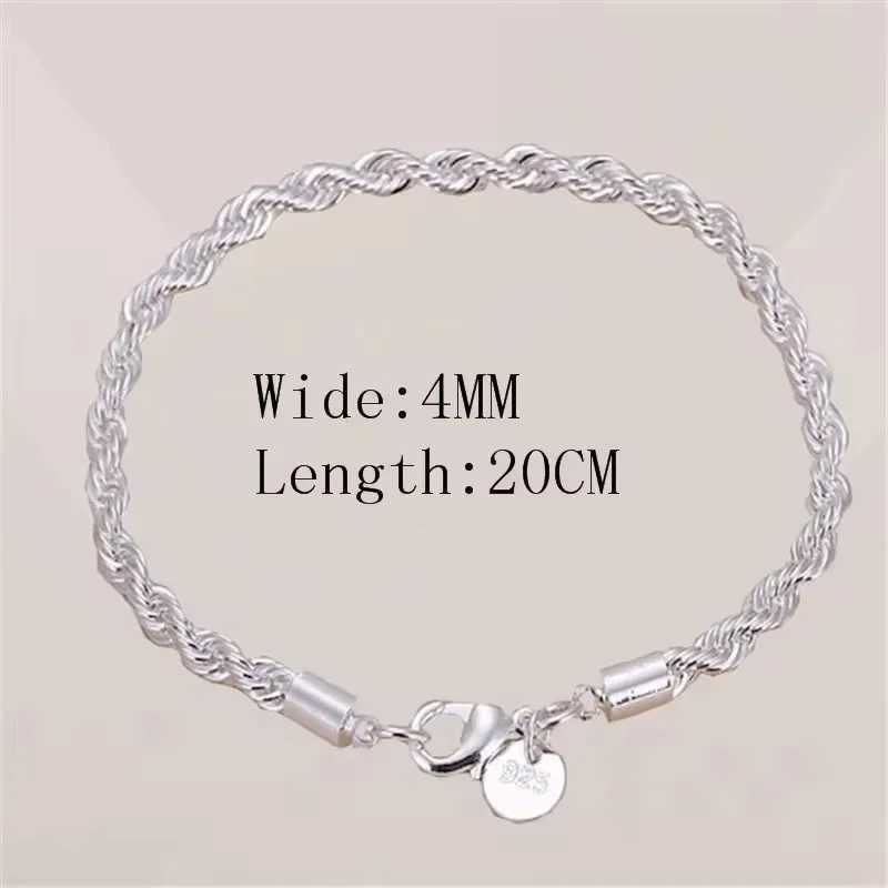 New 925 sterling silver bracelet for men fashionable hip-hop punk twist rope Chian bracelet unisex style simple classic jewelry Y250329