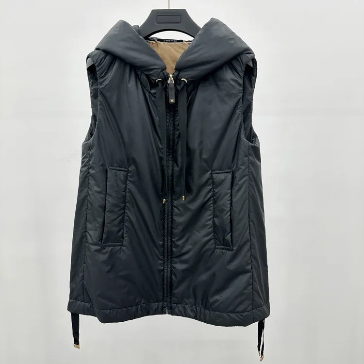 Autumn and Winter Womens Vest Loose Hooded Commuting Down Vest 251031