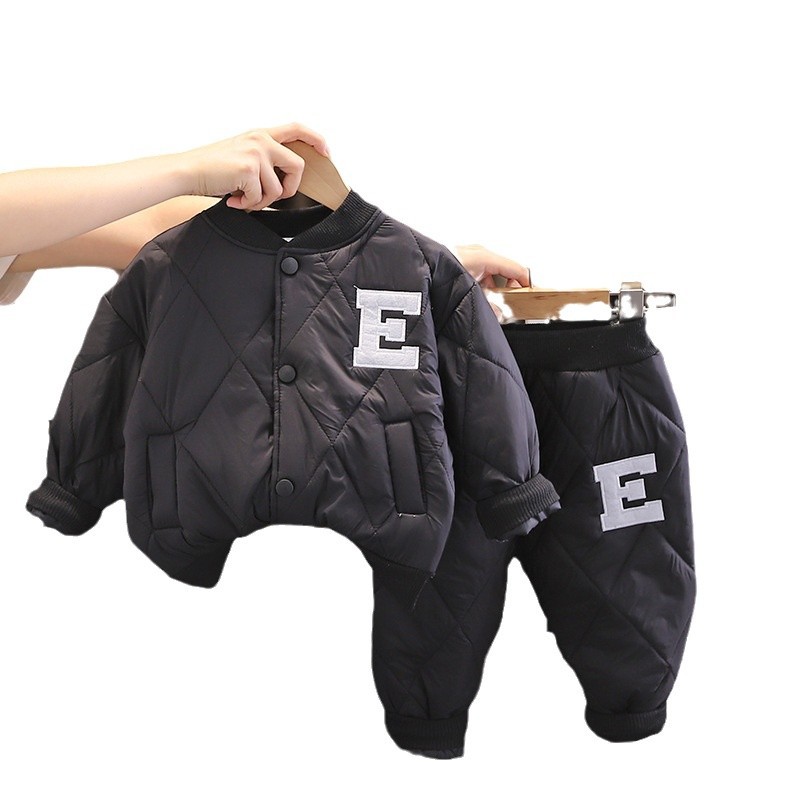 2025 Boys Winter 2-Piece Set Korean Style Lightweight Padded Cotton Clothes Comfortable Infant Outfit