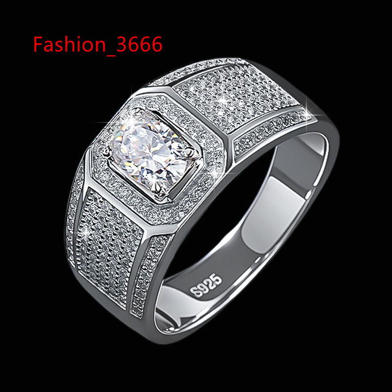 With GRA S925 Sterling Silver Full Diamond Inlay Oval Cut Vvs D Color 1Ct White Moissanite Ring for Men Wedding Band