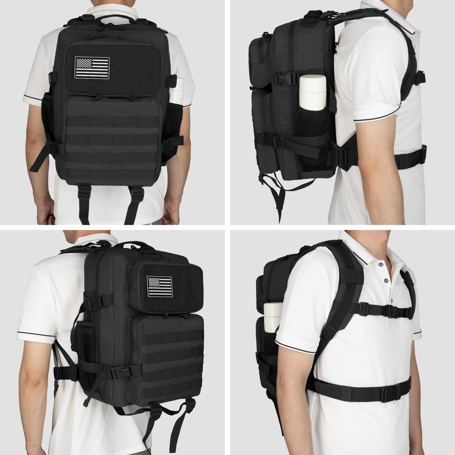 25L Tactical Backpack 3P Combat Army Rucksack for Outdoor Sports Camping Hiking Climbing - Unisex Molle SystemC250401
