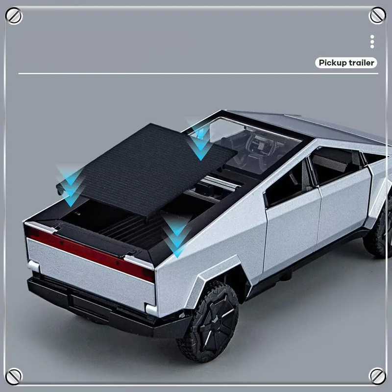 1/32 Cyber toy truck Pickup Alloy Diecasts Off-road Vehicles Truck Car Model Sound Light Kids Toys Gift With Suitcase Free shipping