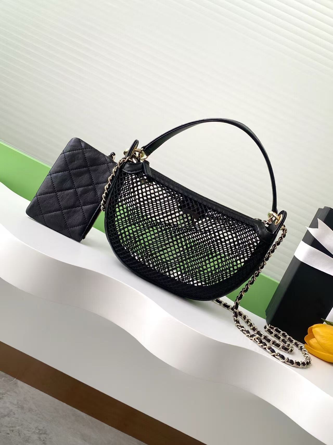 Designer bag Top quality hollow mesh moon bag handbag shoulder bag crossbody bag fashion bag casual bag with packaging box
