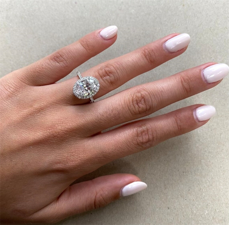 14K 18K White Real Gold 3.0 Carat Oval Cut Halo Engagement Womons Ring IGI Certificate Lab Grown Diamond Wedding Gold Ring For Women