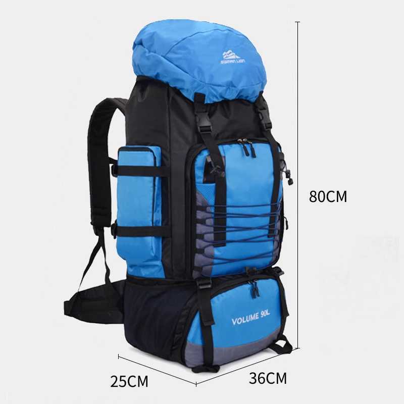 90L Travel Bag Camping Backpack Hiking Climbing Bags Mountaineering Large Capacity Sport Bag Outdoor Men Luggage Rucksack MolleC250407