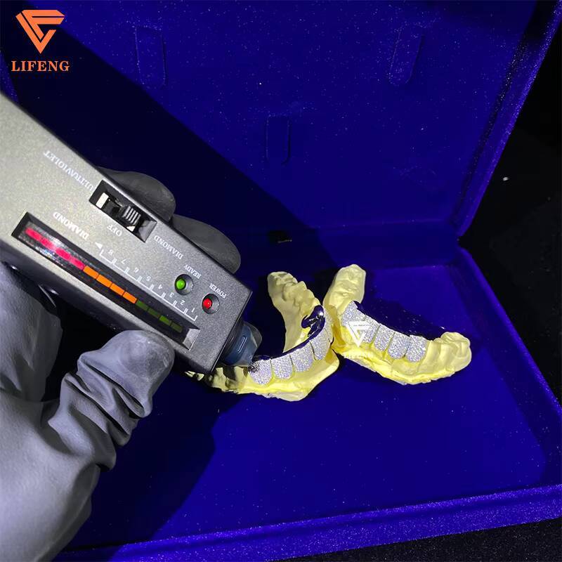 10 Top 10 Bottom Iced Out Vvs Diamond Moissanite Grillz Hip Hop Custom Teeth Moissanite Silver 925 Sterling Silver