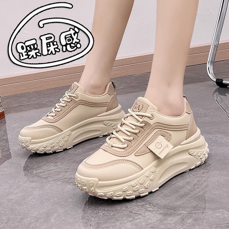 Show your feet little daddy shoes for women spring leather waterproof casual sneakers women's platform white shoes shoes for women