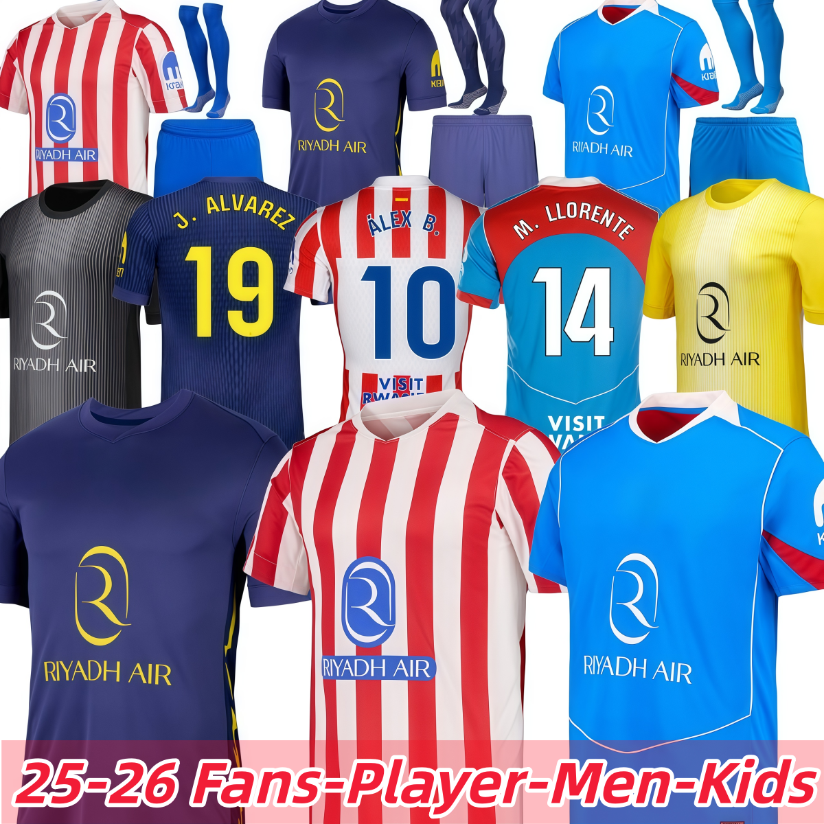 25 26 Atletic0 madrids GRIEZMANN J. ALVAREZ Soccer Jerseys Baena Almada J.M. GIMENEZ M.LLORENTE KOKE SAUL Correa MEMPHIS David Hancko football shirtkids kit 3XL 4X