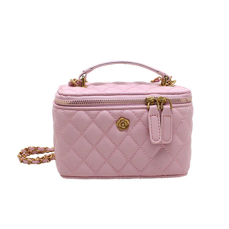 Handheld chain bag for women new trendy and fashionable solid color western-style crossbody bag with high-end texture diamond grid small square bag w2
