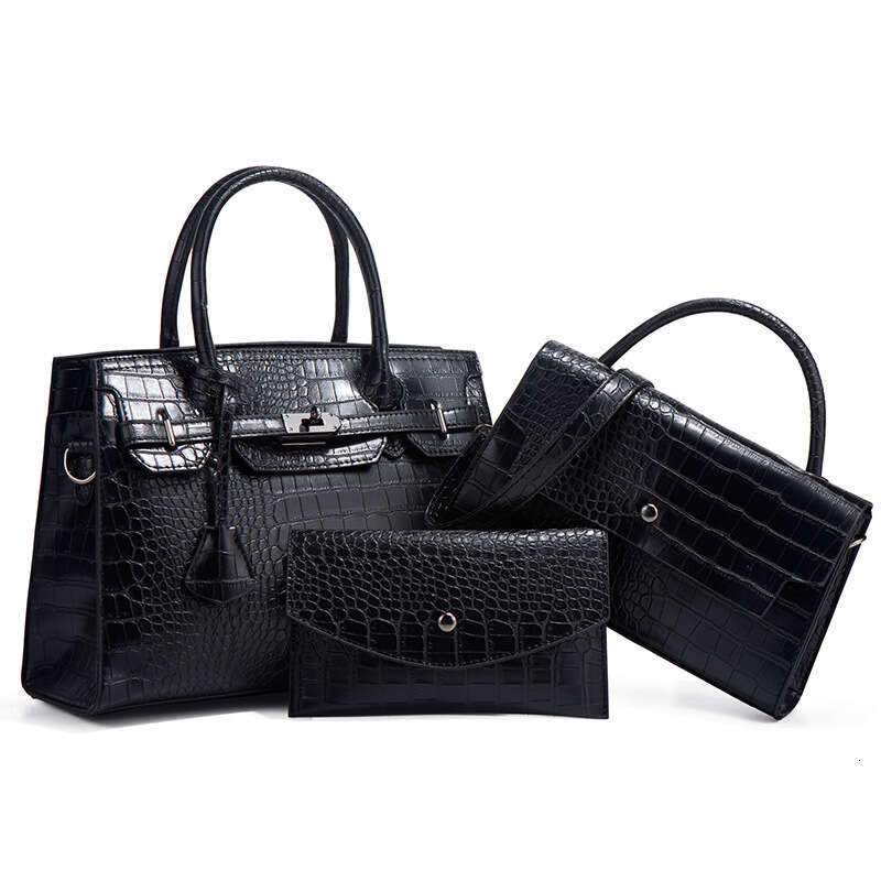 Autumn/Winter Crocodile Pattern Handbag Diagonal Cross Large Capacity Three piece Set Mother Bag 2025 New Casual Fashion Trend Clothing