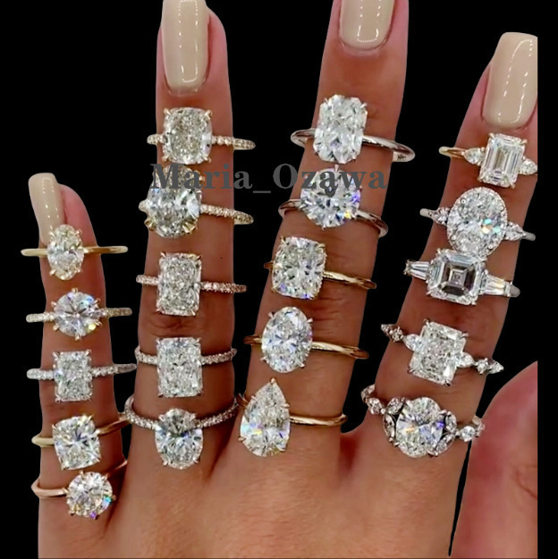 Fine Jewelry 925 Sterling Silver Engagement Rings VVS Fancy Cut Moissanite Diamond Ring Custom GRA Moissanite Ring For Women
