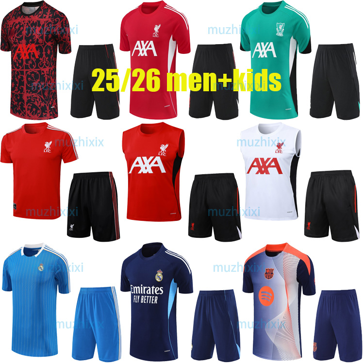 2024 2025 Short sleeved suit Men soccer tracksuit 23 24 25 soccer jersey kids football training suit tracksuits survetement foot chandal jogging kits sets AXA