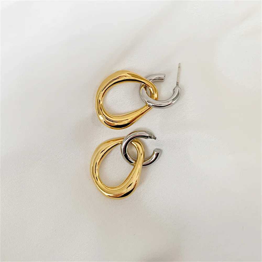 Geometric contrast color splicing earrings simple irregular alloy womens drop earrings fashionable jewelry womens gift accessories Y250401