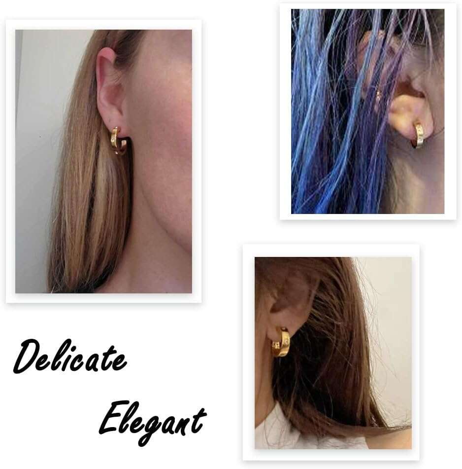 Love Hoop Stainless Steel with Cubic Zirconia Stones Earrings Birthday Jewelry Christmas Gifts for Women Her, Sier/Gold