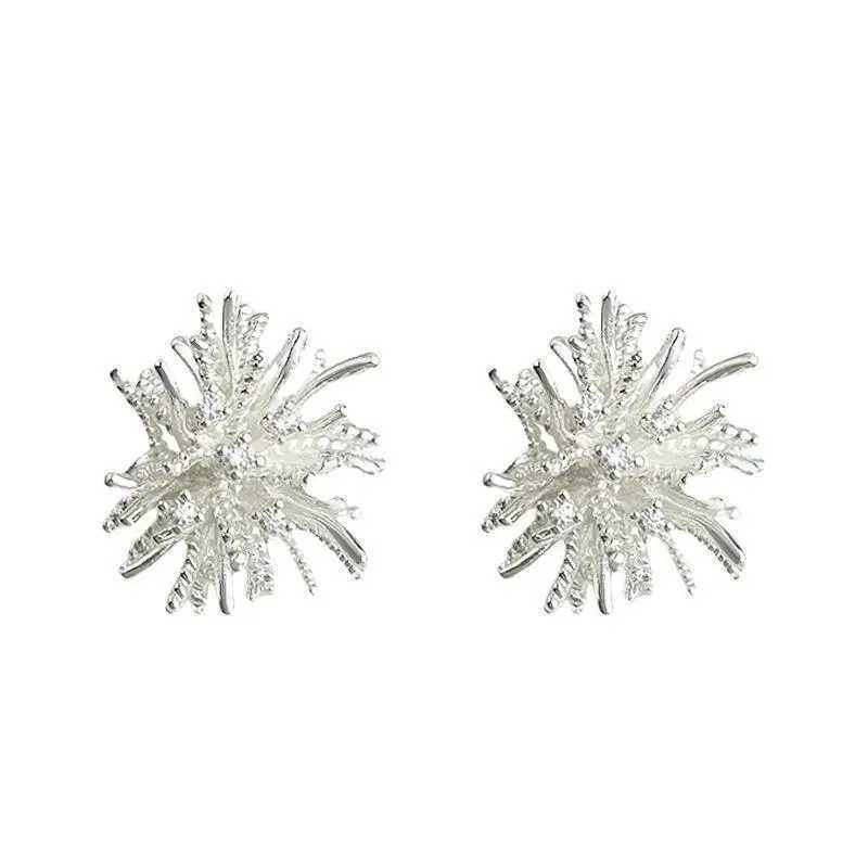 2025 New Arrival Light Luxury Simple Crystal Dandelion Flower Metal Stud Earrings For Women Fashion Sweet Jewelry Accessories Y250401