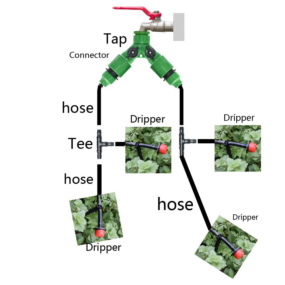 DIY Dripping Irrigation System Automatic Watering Garden Hose Mini Dripping Kit with Adjustable Dripping Device Garden Tool Kit 250331