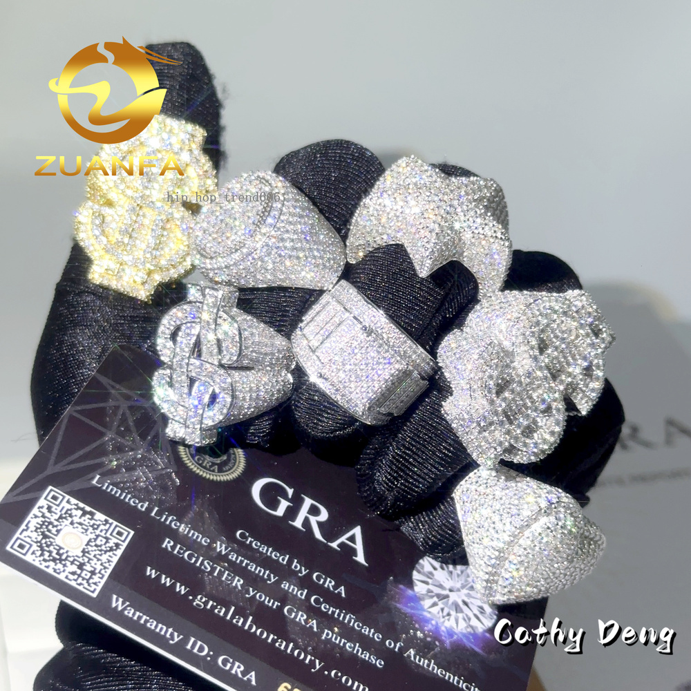 Jewelry Hot Selling Hip Hop Ring Heart Full Pave Moissanite 925 Sterling Silver Ice Out Moissanite Men Diamond Ring