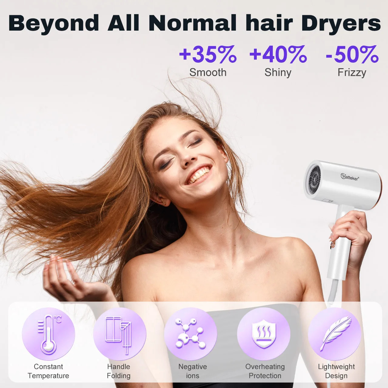 Hatteker 3level Folding Hairdryer 2600W Air Anion Hair Care for Home Travel Hair Dryer Dormitory Blow Drier 220V240V EU 251030