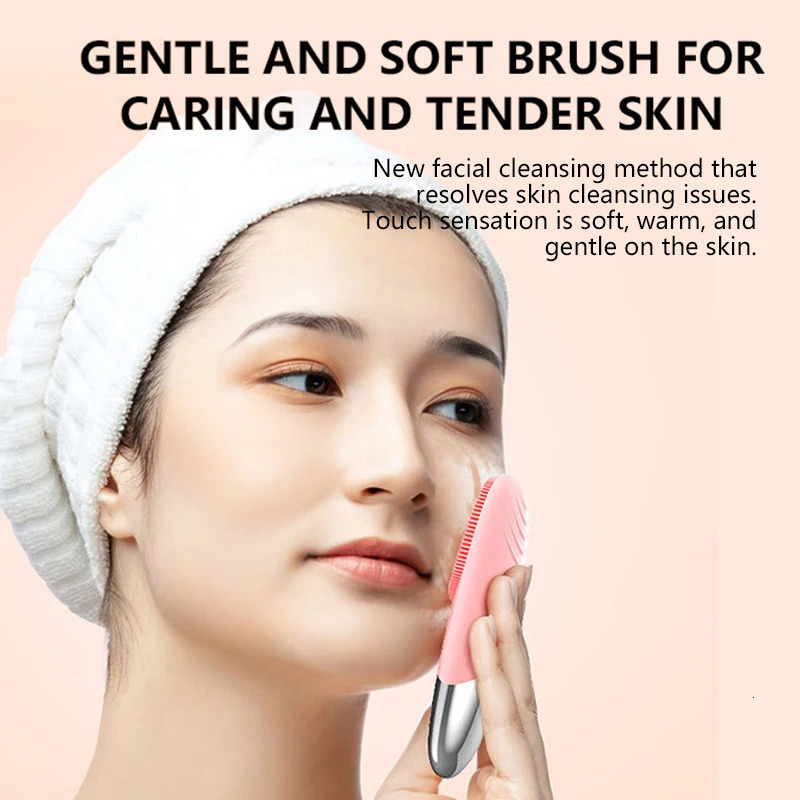 Electric Silicone Square Cleansing Brush Facial Cleanser Ultrasonic Skincare Facial Rechargeable Cleaning Massager 251030